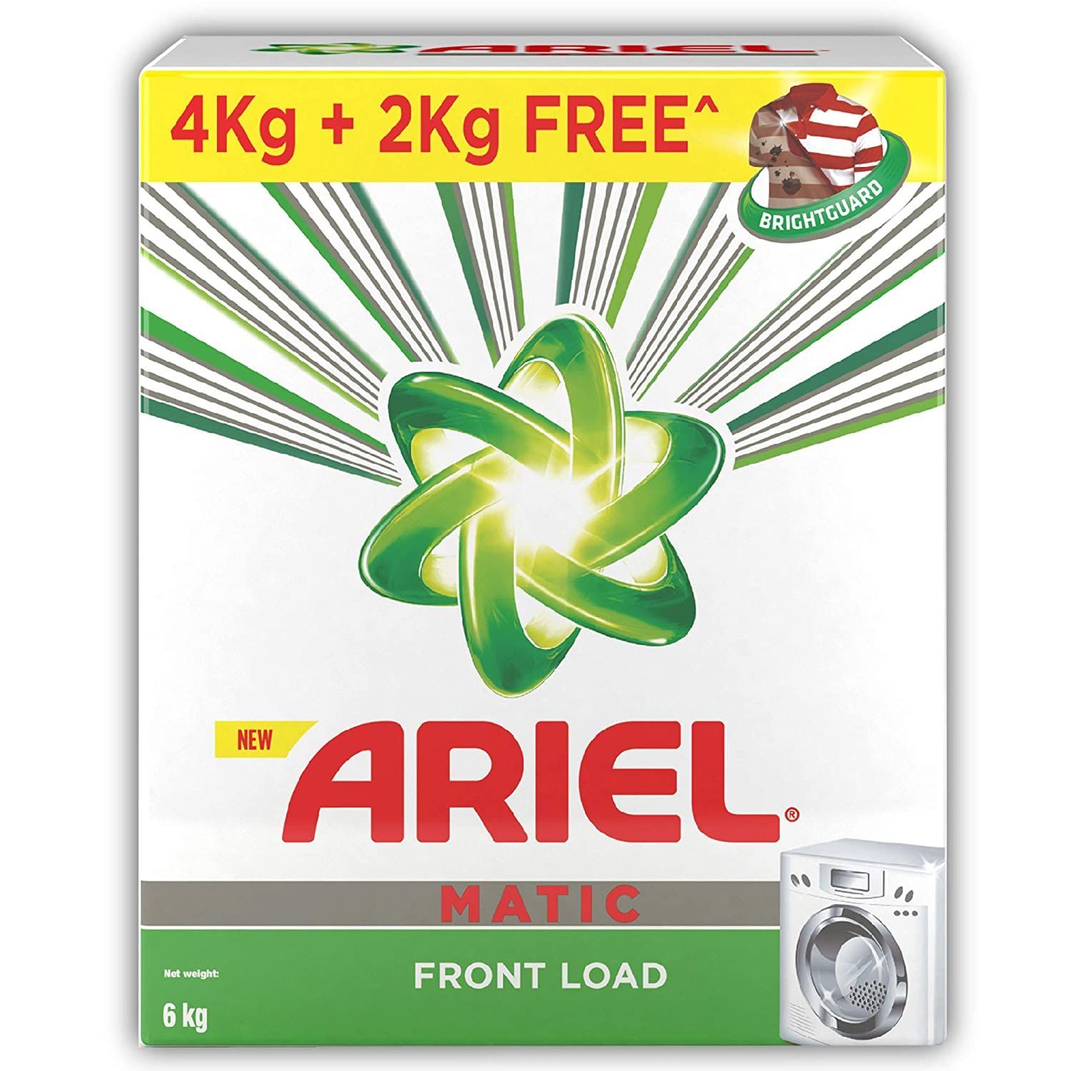 Ariel Matic Detergent Powder Carton - Front Load, 4kg (Extra 2kg Free)