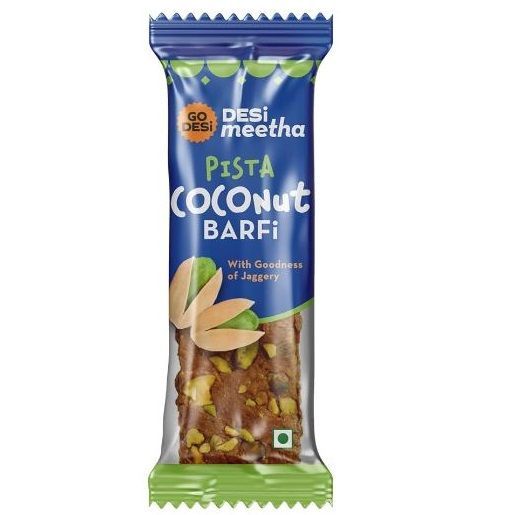 Go Desi (Rs. 10) Meetha Coconut Barfi - Pista, 1pc